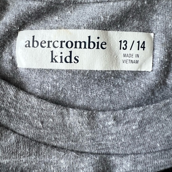 Abercrombie gray chest logo t-shirtsoft fabric and short sleeve Sz 13-14 boys - Picture 3 of 6